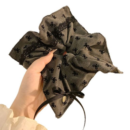 Korean Style Gentle Lace Square Scarf Large Intestine Hair Ring for Women High-grade Sense Oversized Hair Tie Rubber Tendon Hair Rope Hair Accessories