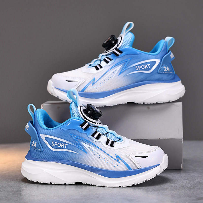 Zapatos para niños, modelos de primavera para niños 25, zapatos deportivos con hebilla giratoria para niños, zapatos deportivos de malla transpirables para niños de mediana edad, una pieza