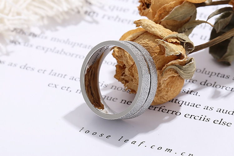 European And American Stainless Steel Frosted 7mm Ring Fashion Couple Ring Wholesale display picture 3