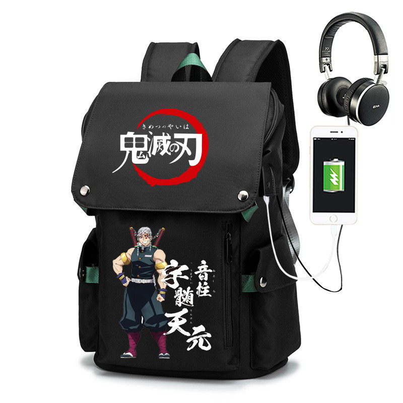 Anime periférico Ghost Blade carbón Zhilang Junior High School mochila antirrobo mochila Oxford tela resistente al desgaste bolso de los hombres