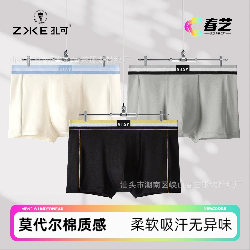 Оптовая продажа мужского нижнего белья Zake/Zhake STAY, новое модальное хлопковое нижнее белье, брюки средней талии, плоские, для молодежи, для мужчин