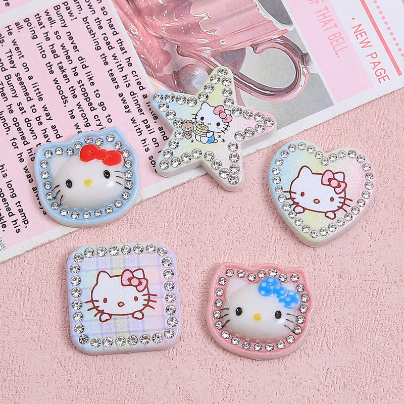 クリエイティブピンクダイヤモンドニャーかわいい漫画手作り diy クリーム接着剤樹脂アクセサリー小さなアクセサリージュエリー材料卸売|undefined