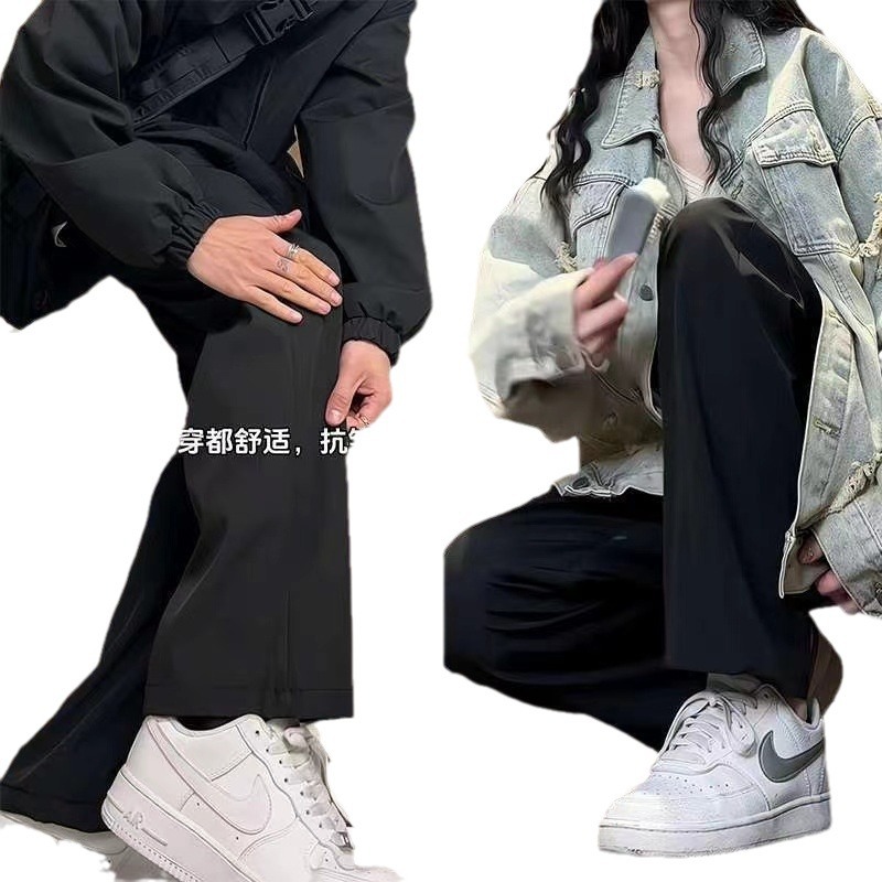 Neutral Style Small Trousers Men's Spring and Summer Skinny All-Match Black Casual Pants cleanfit Straight Pants