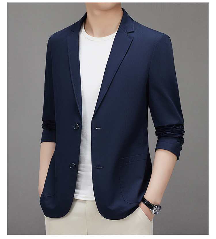 Áo vest nam cotton dáng ôm vừa vặn, cổ vest một hàng hai nút, tay dài, phong cách Hàn Quốc — Màu be, Màu xanh lam, Xanh lục Xám chi tiết 10
