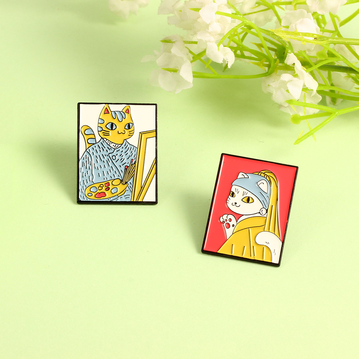 Cartoon Style Style Cartoon Style Pin Badge Van Gogh Oil Painting Alloy Unisex Brooches