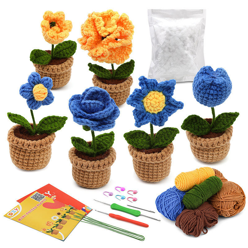 6 Blue Flower potted plants