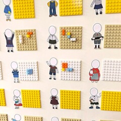 朝の積み木サインインウォール環境創造素材幼稚園クラスポイント報酬ウォールディスクアクションテーマレイアウト