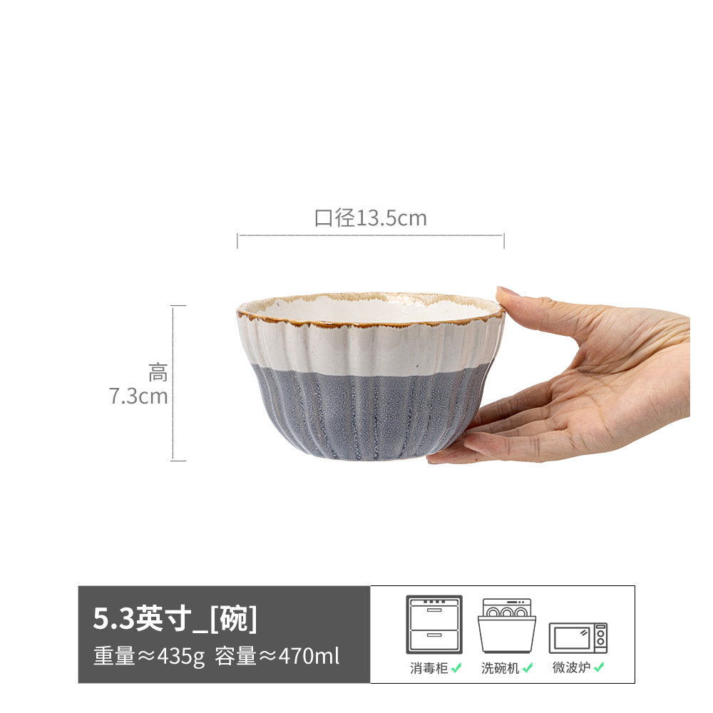 Tazón de arroz multicolor vidriado retro Tazón de sopa dulce para el hogar Tazón de avena Postre de cerámica Tazón pequeño Cuenco de arroz seco práctico