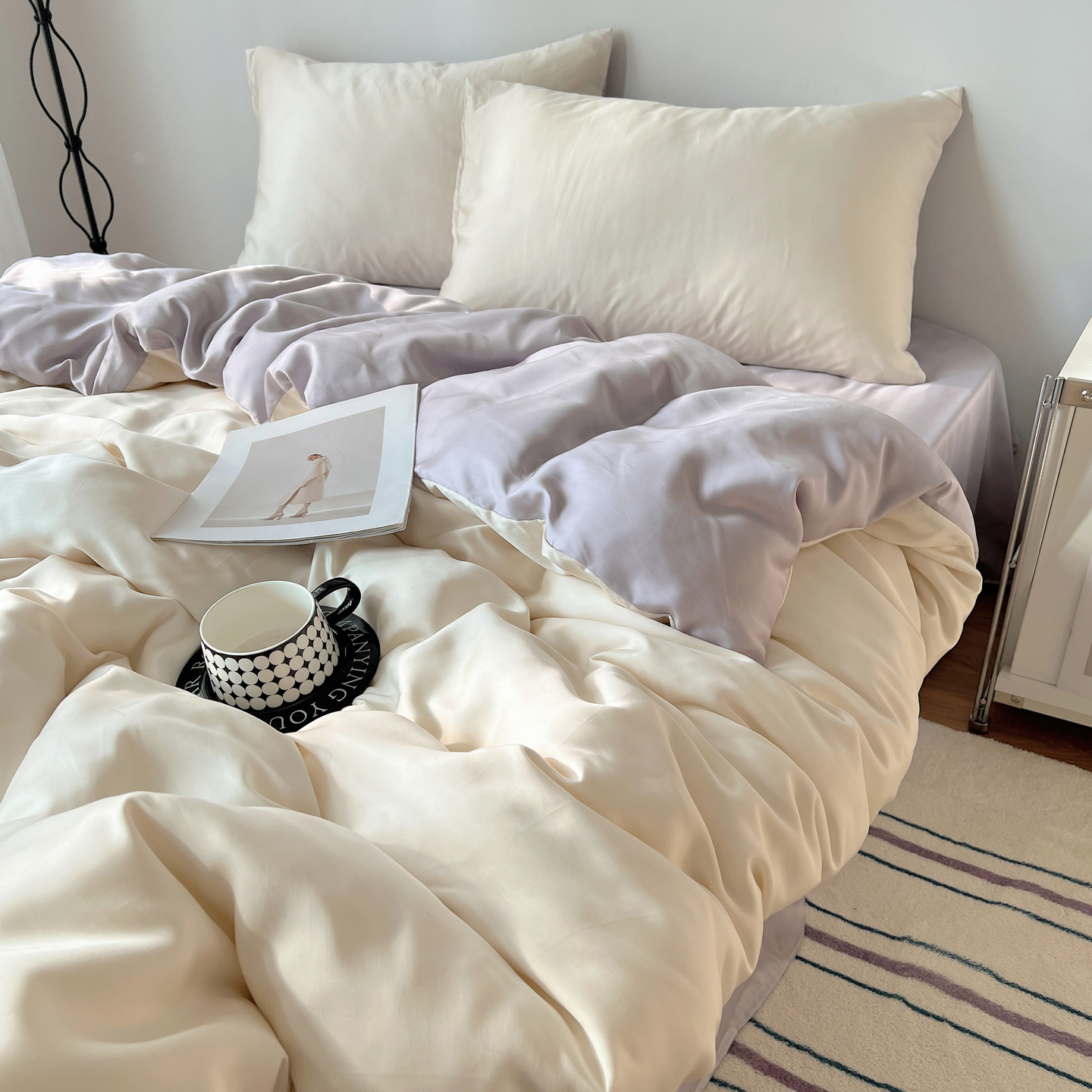 Silk Duvet Cover Set Summer Cooling Breathable Washable Soft_voghion.com