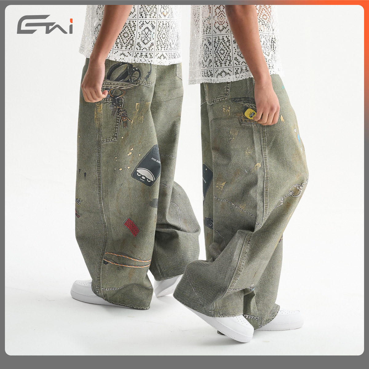 ETAI Hombre| Alta calidad suelta machete jeans marca de moda hombre sensación de alta calidad 3D impresión casual pantalones para hombre
