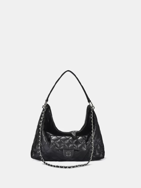 Handheld leather universal one-shoulder bag with diamond pattern, Chanel style, chain bag