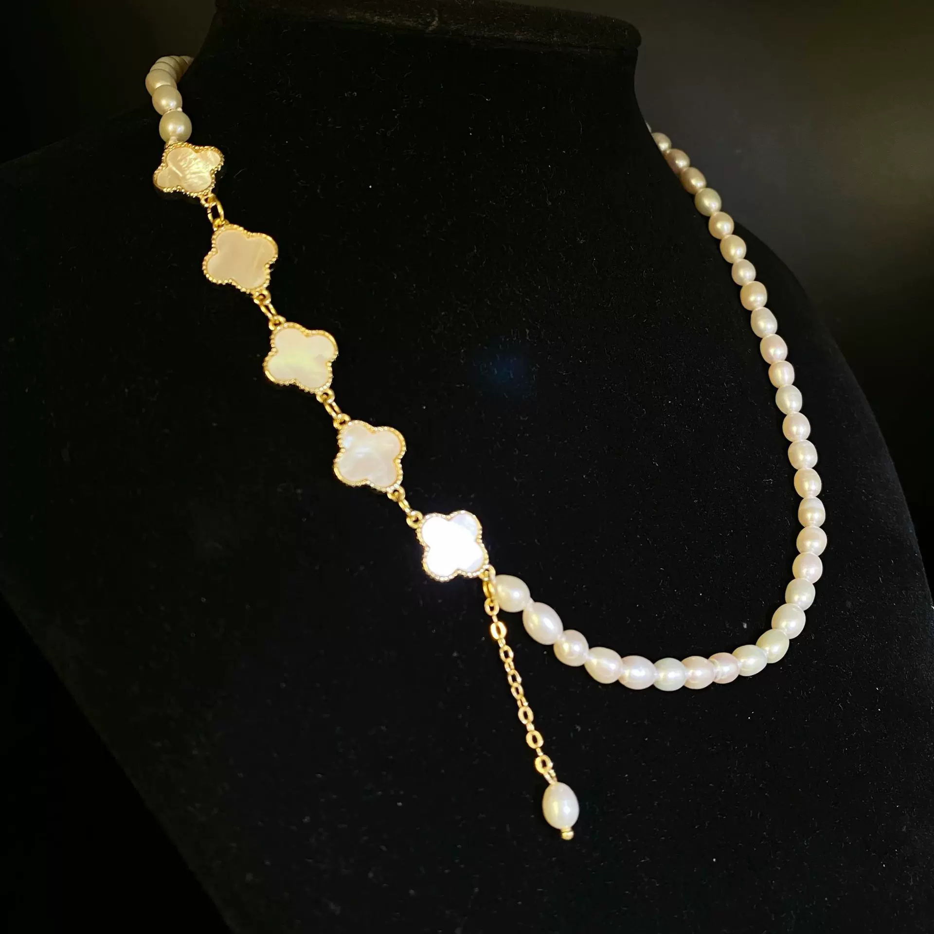 天然淡水珍珠小清新铜镀18K贝母项链串珠厂家直供