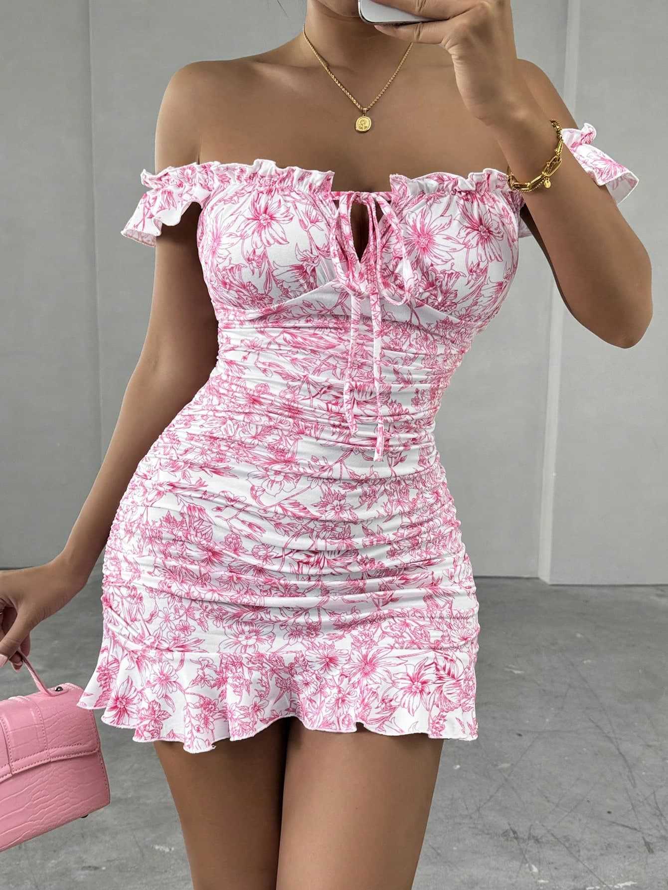 (Cross-border trading), retro hydrolate ancient style, sexy dress, mini-skirt, European style, floral print, Amazon
