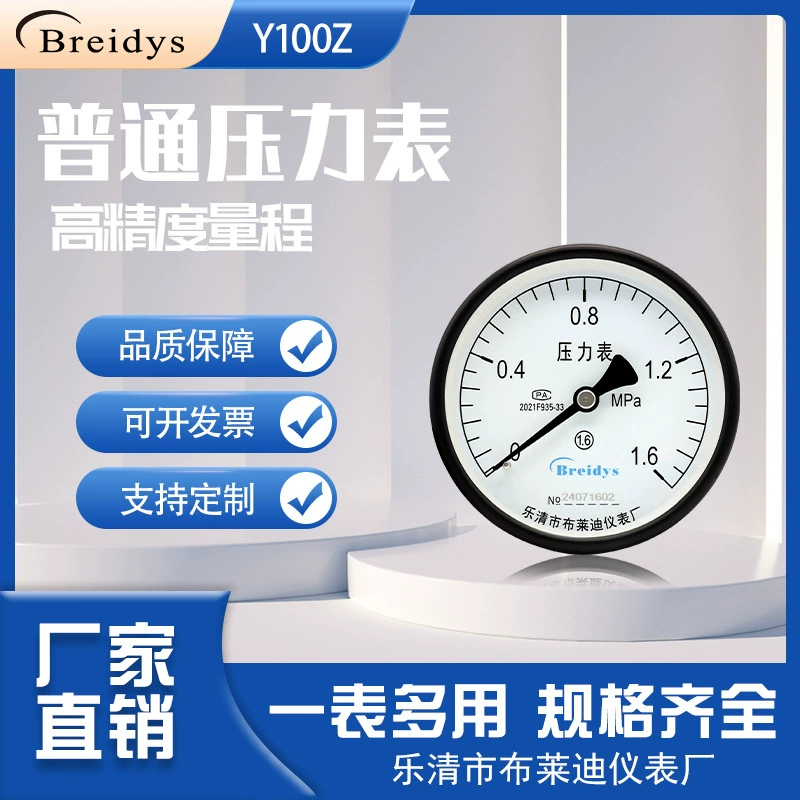 Фабрика прямой Y100Z осевой манометр специальный Манометр 0-1,6 МПа манометр M20 * 1,5