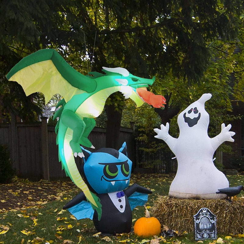Halloween decoración apoyos volando adornos dragón inflable fantasma Festival luminoso Halloween volando dragón modelo