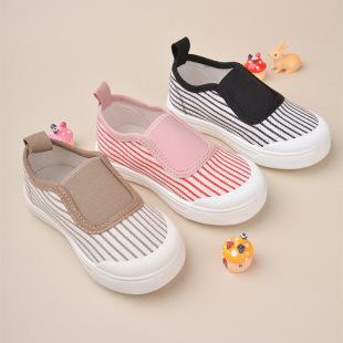 Foreign Trade Spring New Style Loose and Tight Kidsren's Canvas Shoes Casual Personalized Stripesd Soft-Soled Slip-On Small Cloth Shoes Cross-Border
