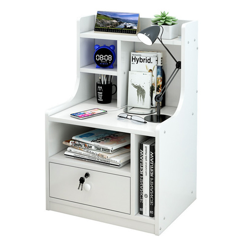 Minimalist modern nightstand simple shelf Nordic INS style bedroom bed side imitation solid wood storage cabinet