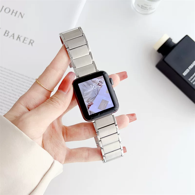 Подходит ремешок Apple Watch6 S7 Apple iWatch7/8/2/3/4/5 butterfly пряжка нержавеющая сталь магнитное всасывание