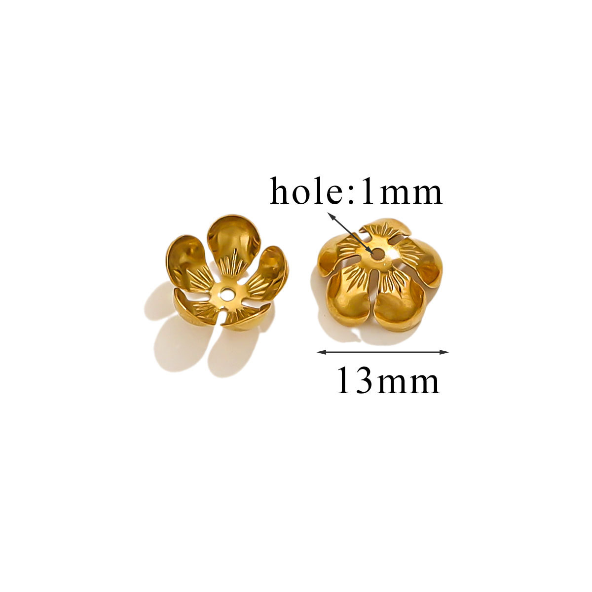 Petal de acero inoxidable sombrero de perlas 18K vacío chapado DIY collar pulsera joyería para hacer junta sombrero de perlas