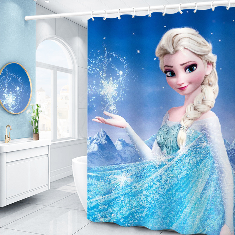 Frozen Waterproof Shower Curtain Cartoon Animation Princess Aisha Living Room Heated Lead Drop Door Curtain Toilet Partition Curtain