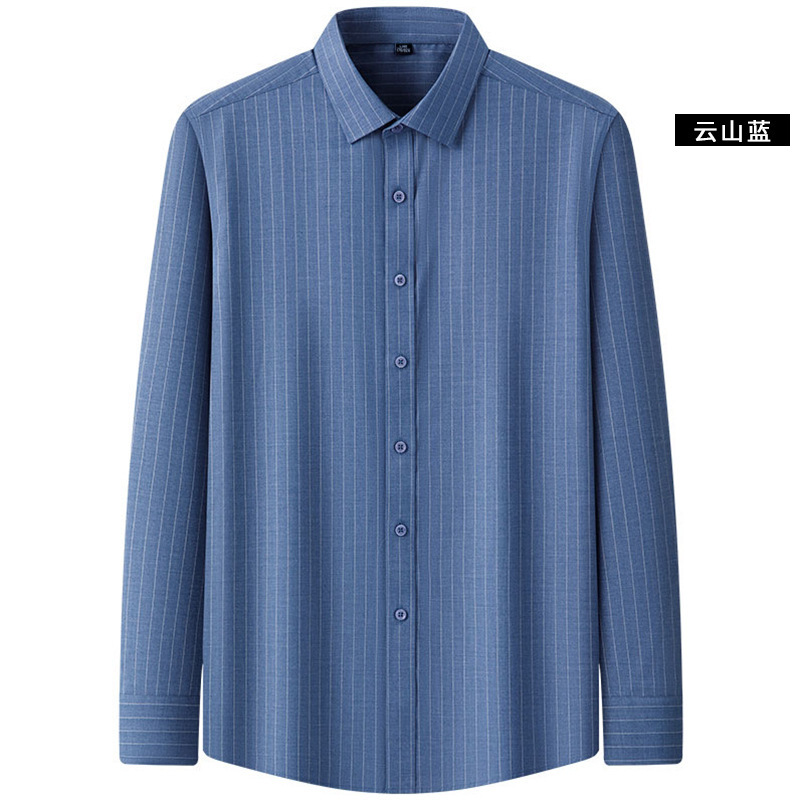 Branded luxury merino wool shirt for men, spring and autumn casual, wrinkle-free, anti-crease, business-grade, high-end long-sleeve shirt for dads Branded luxury merino wool shirt for men, spring and autumn casual, wrinkle-free, anti-crease, business-grade, high-end long-sleeve shirt for dads
