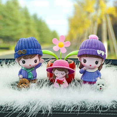 Car Ornaments, Dolls, Family – Car ornaments - scarf-couple-flower-round-hat-red-sun-flower-big-feather