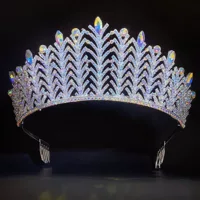 Спотовые европейские свадебные золотые аксессуары для волос большая корона атмосферная серебряная цветная хрустальная барокко свадебная корона