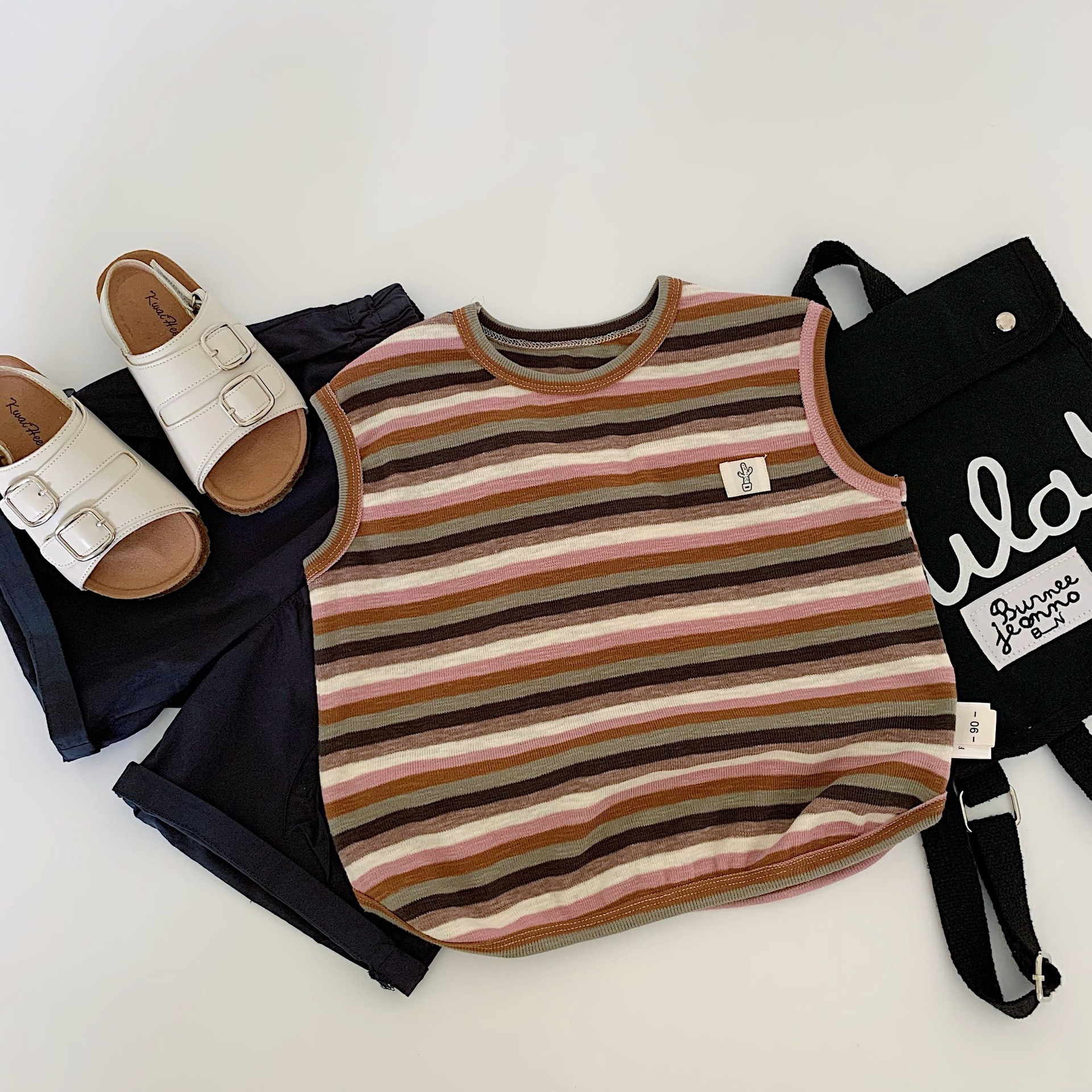 Chaleco sin mangas para niño Maibao 2025 verano nuevo estilo coreano a rayas para niños ropa de verano para niños al por mayor