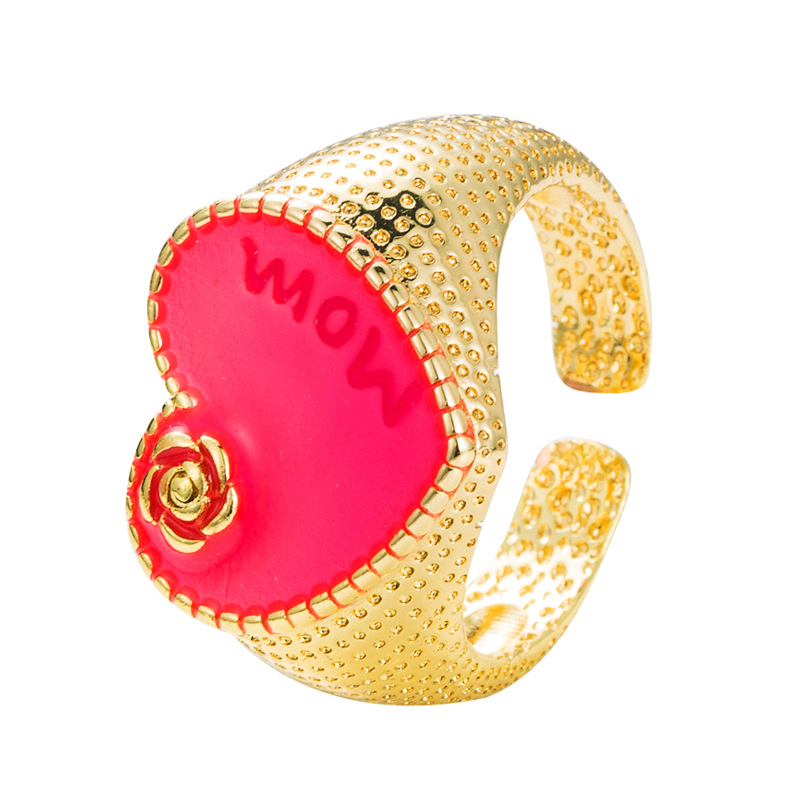 retro cobre chapado en oro letra rosa rosa anillo azul al por mayor Nihaojewelrypicture6