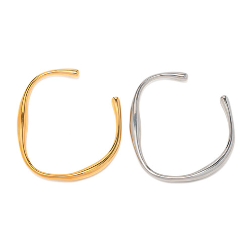 INS niche style women's titanium steel necklace 18K gold stainless steel special-shaped open bracelet Xiaohongshu same style bracelet