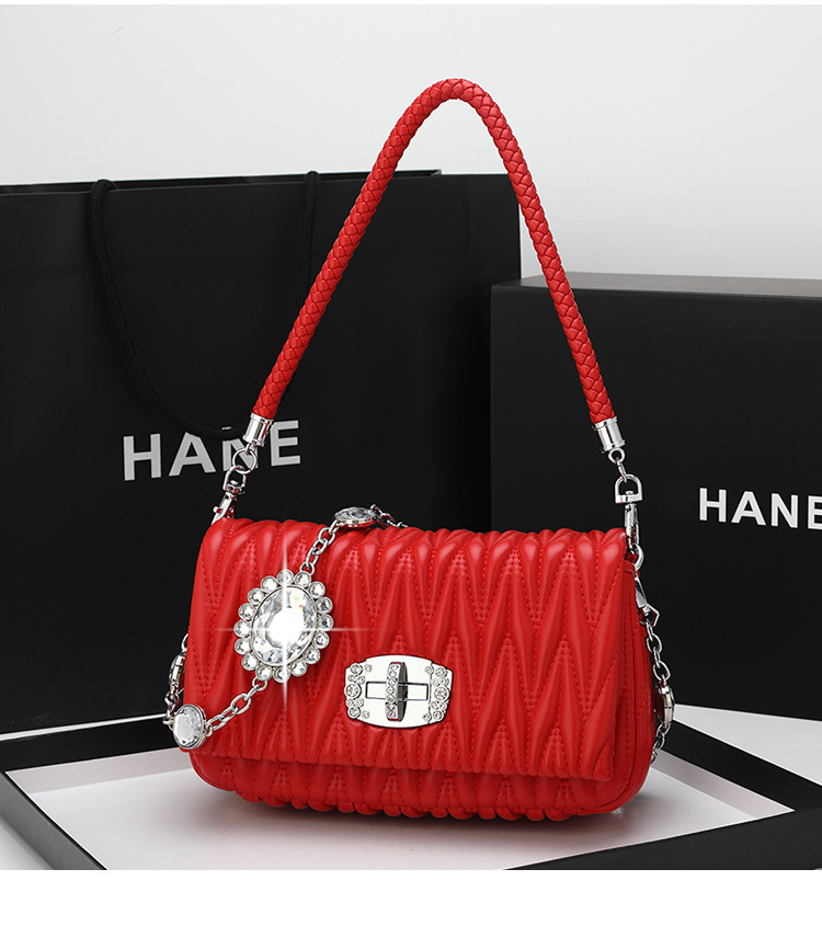 Pequena bolsa transversal quadrada feminina bolsa acolchoada corrente_voghion.com