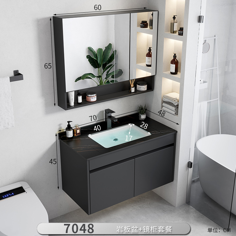 Gabinete de baño de aluminio moderno espacio combinado lavabo lava