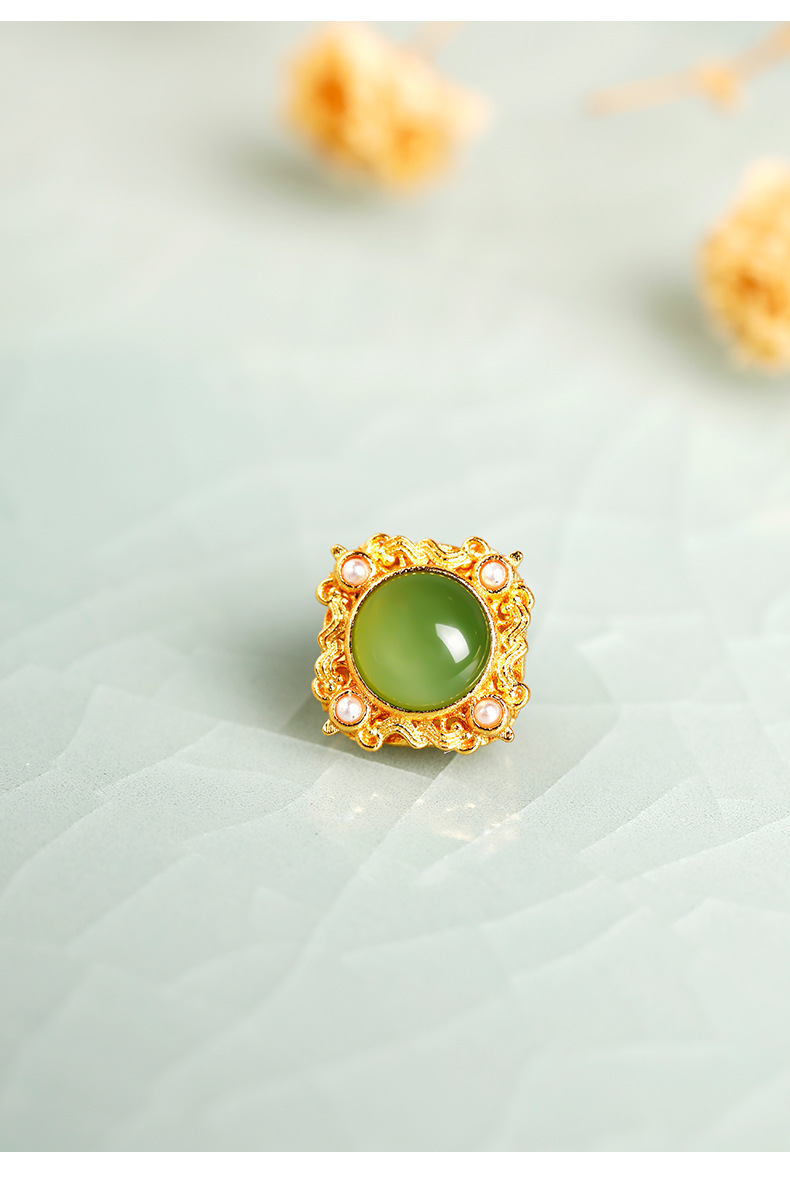 Inlaid Hetian jade accessories, hollow DIY spacer beads, pendant bead design accessories, hand jewelry, jadeite leaf through-hole ornament