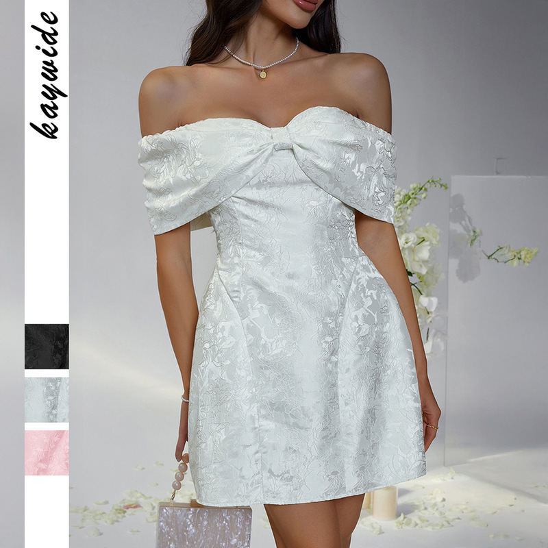 Diyun Cross-Border European and American Party Evening Dress Women's Bow Lady Style Tube Top Dress 2025 Spring and Summer Amazon