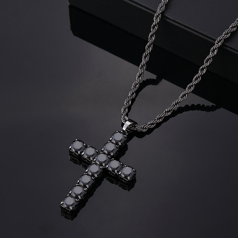 Hip-Hop Cross 304 Stainless Steel Copper Plating Inlay Zircon Men's Pendant Necklace display picture 3