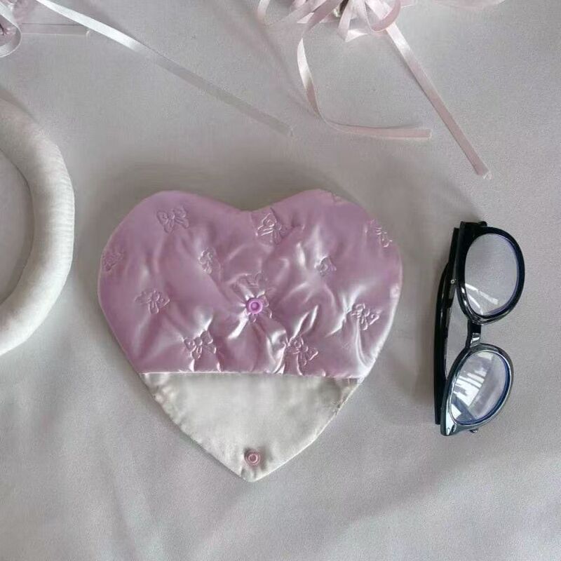 Korean-Style Ins-Style Glasses Bag with Pink Bow Buckle, Fabric Glasses Storage Bag, Girly Waterproof Sunglasses Case