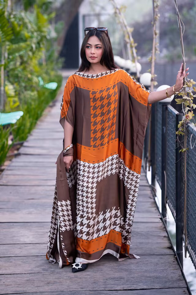 2025 primavera y verano nuevo Amazon venta rápida ropa malaya camisa de arena imitación seda brocado ropa de protección solar de vacaciones de playa