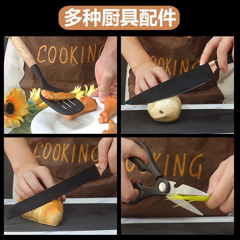 硅胶锅铲汤勺19件套不粘锅硅胶铲食品级家用硅胶厨具刀具套装批发