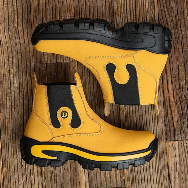 336 Workwear Men's Boots, Wear-Resistant High-Top Men's Boots, Casual Black Chelsea Boots, Cross-Border Outdoor Boots