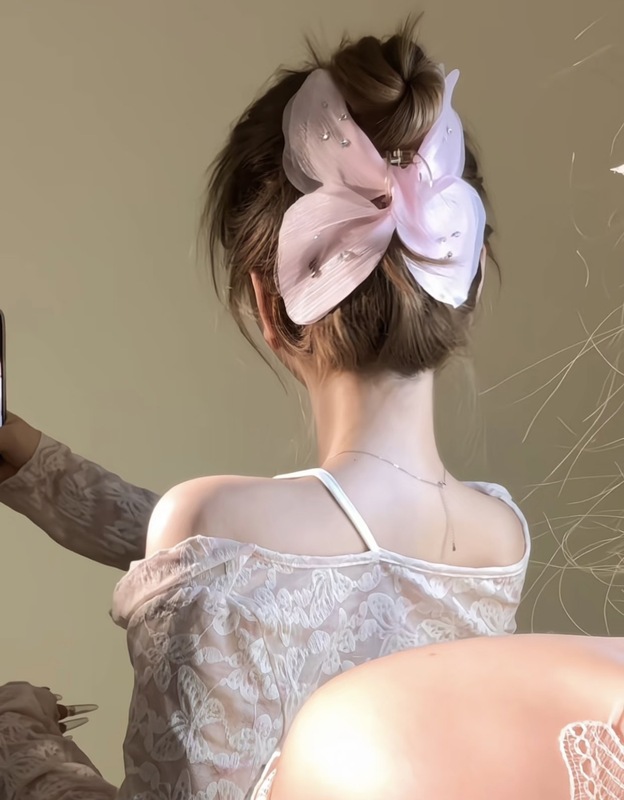 新しいチュール蝶ハイエンドヘッドバンドヘアアクセサリー女性のためのフレンチレトロシンプルなメッシュソリッドカラーフレンチスーパーフェアリーグリッパー|undefined