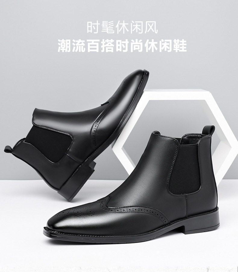 Giày bốt Martin nam cổ cao da PU , gót thấp 1–3 cm — Da nâu, Da đen chi tiết 4