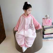 女童睡袋珊瑚绒冬季加厚款婴儿宝宝防踢被秋冬儿童法兰绒冬款睡衣