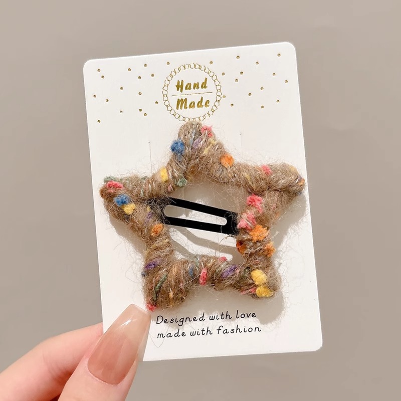 Pinzas para el pelo con estrellas de puntos de colores tejidas 2025 nuevo modelo de alta gama pinza para flequillo y laterales accesorio para el cabello