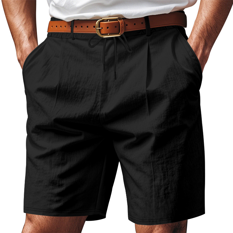 Estación independiente transfronteriza americana relajada casual hombre lino transpirable de verano arena transpirable secado rápido pantalones cortos transpirables para hombre