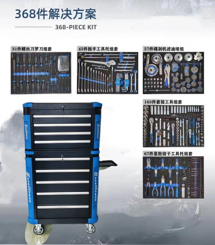 En stock reparación de automóviles y protección automática portátil multi-funcional Almacenamiento de herramientas pesadas Carro de coche gabinete de almacenamiento con herramientas