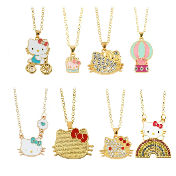 Cross-border Hot Sale New Sanrio Hello Kitty Series Cute Hello Kitty Letter Love Rainbow Necklace