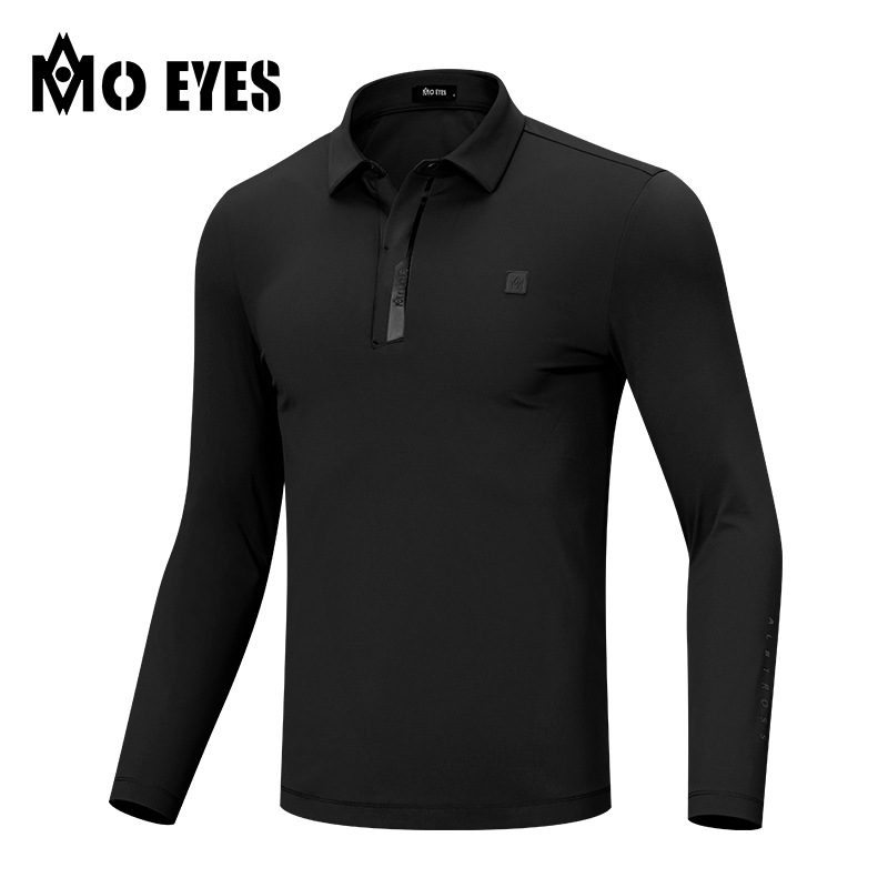 Áo phông golf nam dài tay Moeyes Magic Eye co giãn lót lông mài giữ ấm — M23YF015-màu xanh lam lộng lẫy [bên trong chải], M23YF015-Trắng [bên trong chải], M23YF015-Đen [bên trong chải]