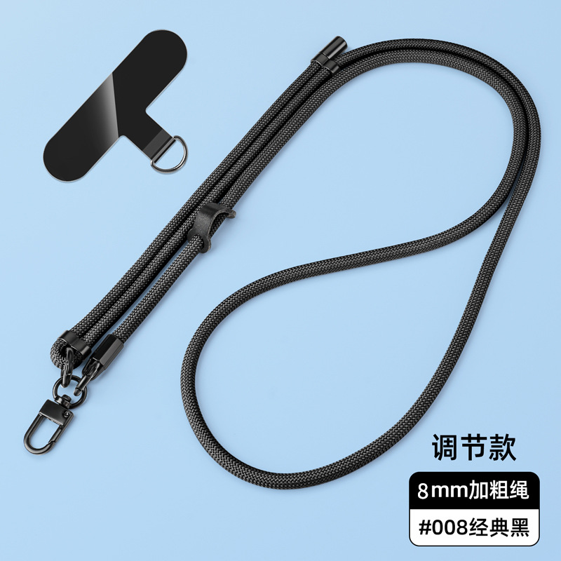 Cordón para teléfono móvil de 8mm, cuello colgante, mensajero, muñeca, eslinga de nailon resistente, cuerda anti-pérdida, longitud ajustable, espalda