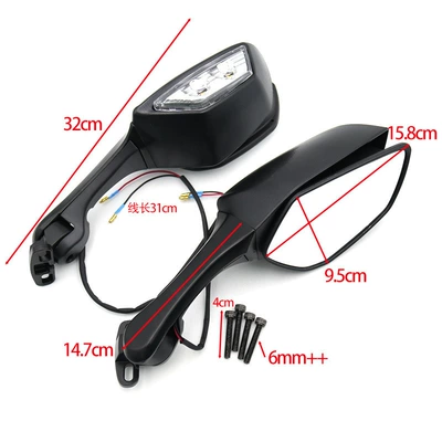 Wholesale Applicable Qianjiang 22-25 Sai 600 Sai 550S Sai 800 Motorcycle Modified with Light Daniel Rearview Mirror (Motorcycle rearview mirror) - 414-rear-view-mirror-white-glass