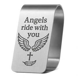 Angels ride with you不锈钢汽车遮阳板夹子自定义图案车载票据夹